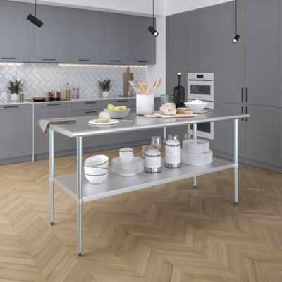 Image showing  30 in. x 72 in. Stainless Steel Table With Shelf