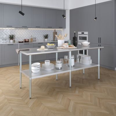 Image showing  30 in. x 84 in. Stainless Steel Table With Shelf