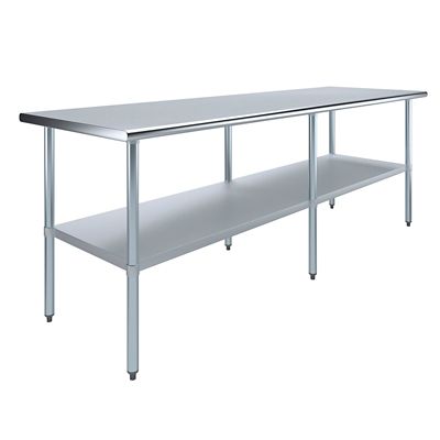 AmGood 30 in. x 96 in. Stainless Steel Table With Shelf