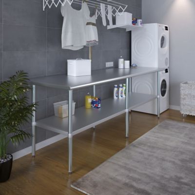 Image showing 5 th AmGood 30 in. x 96 in. Stainless Steel Table With Shelf
