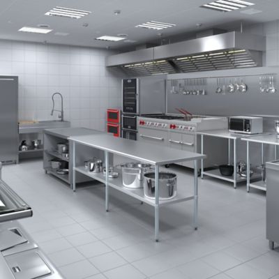 Image showing 6 th AmGood 30 in. x 96 in. Stainless Steel Table With Shelf