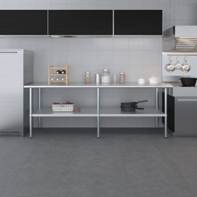 Image showing 7 th AmGood 30 in. x 96 in. Stainless Steel Table With Shelf