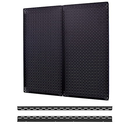 OmniWall 2 Panel Metal Pegboard Kit, CGS-KIT-2PK-AMZ-BLK