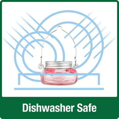 Image showing  6 oz. Glass Mason Jar Hummingbird Feeder, Pink