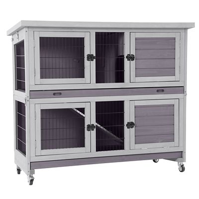 Aivituvin Wooden Two Levels Rabbit Hutch with Foldable Design, AIR06-A