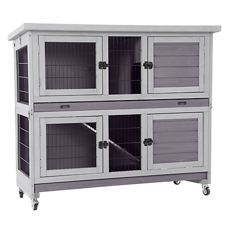 Aivituvin Wooden Two Levels Rabbit Hutch with Foldable Design, AIR06-A