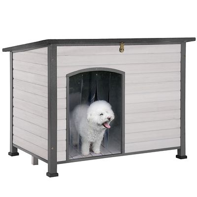 Aivituvin Wooden Heavy Duty Dog Crates House Strong Iron Frame-Large-Gray