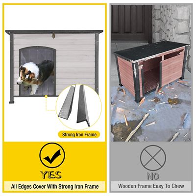 Image showing  Heavy-Duty Indoor/Outdoor Wooden Dog Crates House with Iron Frame, 43 x 29 x 33 in.