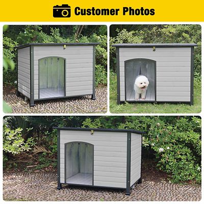 Image showing 5 th Aivituvin Heavy-Duty Indoor/Outdoor Wooden Dog Crates House with Iron Frame, 43 x 29 x 33in.