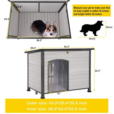 Image showing 6 th Aivituvin Heavy-Duty Indoor/Outdoor Wooden Dog Crates House with Iron Frame, 43 x 29 x 33in.