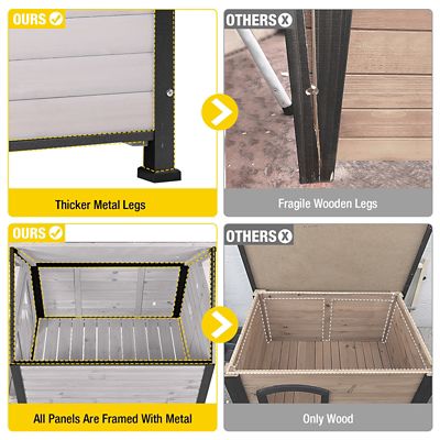 Image showing  Outdoor Wooden Dog House with Porch and Strong Iron Frame