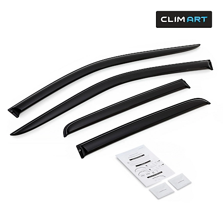 CLIM ART Tape-On Window Deflectors Extra Durable for Chevy Silverado 19-23 Double Cab