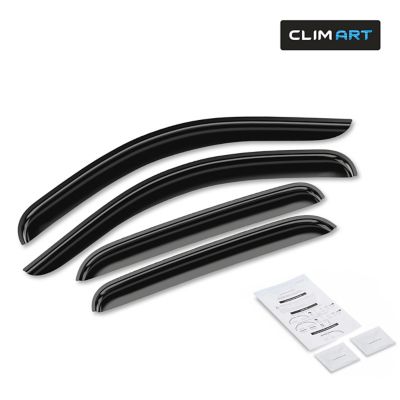 CLIM ART Tape-On Window Deflectors Extra Durable for Chevy Silverado 07-13 Crew Cab