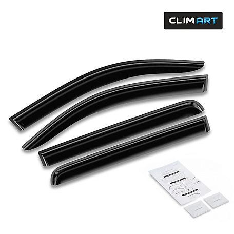 CLIM ART Tape-On Window Deflectors Extra Durable for Chevy Silverado 14-18  Crew Cab