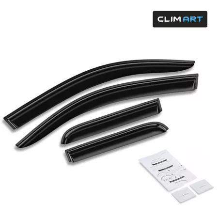 CLIM ART Extra Durable Taped Window Deflectors for Chevy Silverado 14-18 Double Cab Window Deflectors