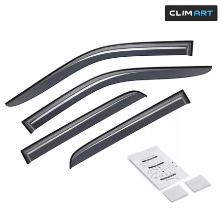 CLIM ART Extra Durable Taped Window Deflectors for Dodge RAM 09-18 Crew Cab Window Deflectors