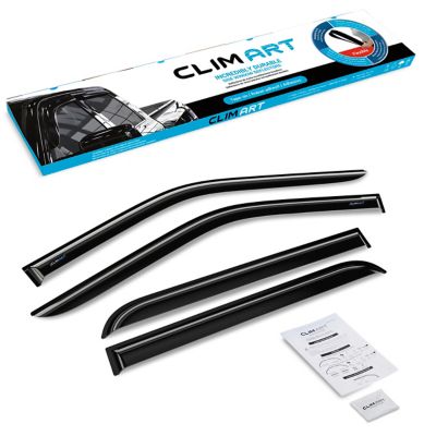 CLIM ART Tape-On Window Deflectors Extra Durable for Ford F150 15-23 SuperCrew