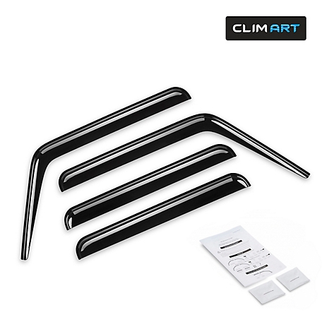CLIM ART Tape-On Window Deflectors Extra Durable for Jeep Wrangler JK 07-18