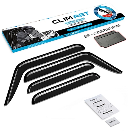 CLIM ART Tape-On Window Deflectors Extra Durable for Jeep Wrangler JL 18-23