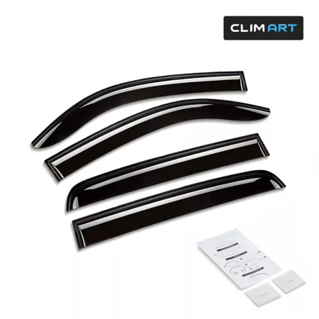 CLIM ART Extra Durable Adhesive Window Deflectors for Toyota Tacoma 16-23 Double Cab Window Deflectors