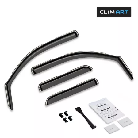 CLIM ART Extra Durable Integrated Window Deflectors for Chevy Silverado 14-18 Double Cab Window Deflectors