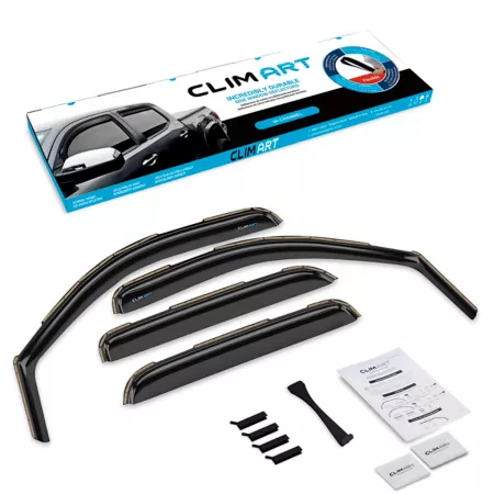 CLIM ART Extra Durable Integrated Window Deflectors for Chevy Silverado 07-13 Crew Cab Window Deflectors