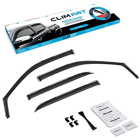 CLIM ART In-Channel Window Deflectors Extra Durable for Dodge RAM 09-18 Crew Cab