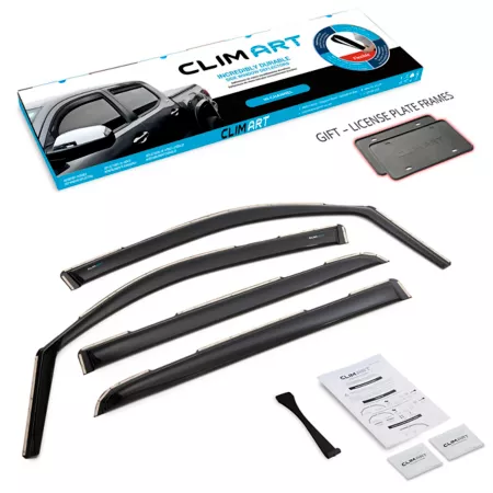 CLIM ART extra durable integrated window deflectors for Dodge RAM 19-23 Crew Cab 4 pieces. Window Deflectors