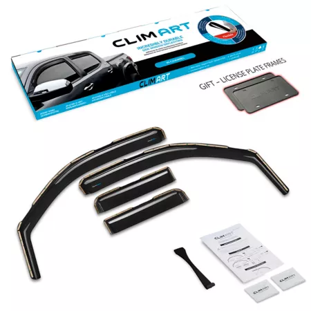 CLIM ART Extra Durable Integrated Window Deflectors for Nissan Frontier 05-21 Crew Cab Window Deflectors