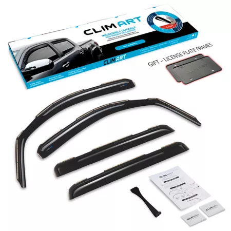 CLIM ART Extra Durable Integrated Window Deflectors for Toyota Tundra 07-21 CrewMax Window Deflectors