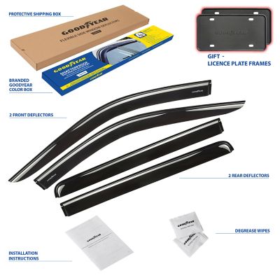 Goodyear Tape-On Window Deflectors Shatterproof for Chevy Silverado 19-23 Crew Cab