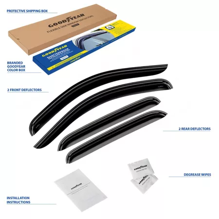 Goodyear Shatterproof Tape Window Deflectors for Chevy Silverado 07-13 Crew Cab Window Deflectors