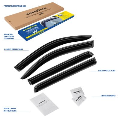 Goodyear Tape-On Window Deflectors Shatterproof for Chevy Silverado 14-18 Crew Cab