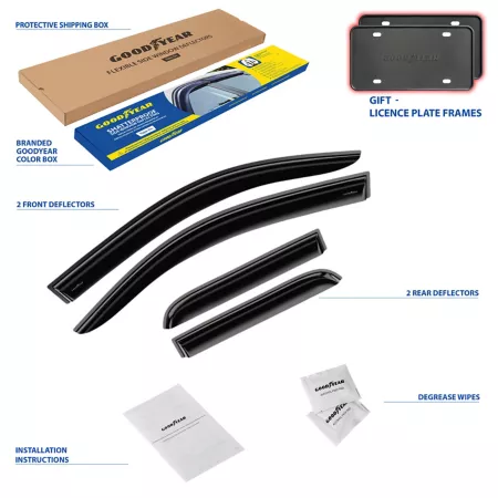 Goodyear Shatterproof Tape Window Deflectors for Chevy Silverado 14-18 Double Cab Window Deflectors