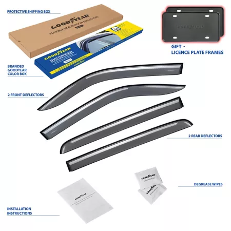 Goodyear Shatterproof Tape Window Deflectors for Dodge RAM 19-23 Crew Cab Window Deflectors