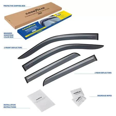 Goodyear Shatterproof Tape Window Deflectors for Ford F150 09-14 SuperCrew Window Deflectors