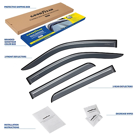 Goodyear Tape-On Window Deflectors Shatterproof for Ford F150 09-14 SuperCrew