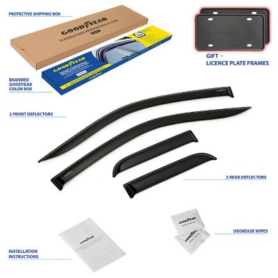 Goodyear Tape-On Window Deflectors Shatterproof for Ford F150 04-14 SuperCab