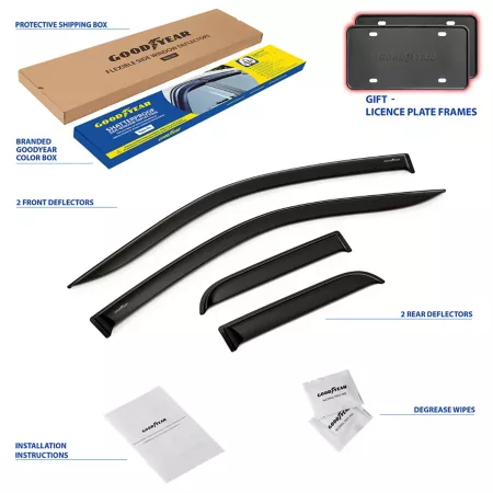 Goodyear Shatterproof Tape Window Deflectors for Ford F150 04-14 SuperCab Window Deflectors