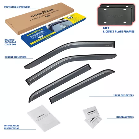 Goodyear Shatterproof Tape Window Deflectors for Ford F150 15-23 SuperCrew Window Deflectors