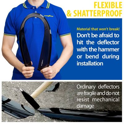 Image showing  Tape-On Window Deflectors Shatterproof for Ford F150 15-23 SuperCrew
