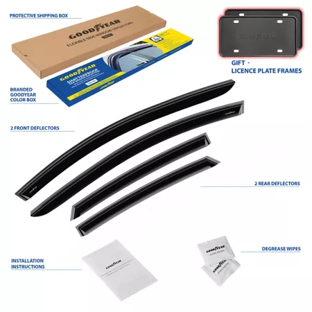 Goodyear Shatterproof Tape Window Deflectors for Ford Focus 12-18 Sedan Window Deflectors