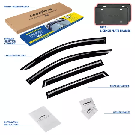 Goodyear Shatterproof Adhesive Window Deflectors for 17-23 Nissan Rogue Sport Window Deflectors