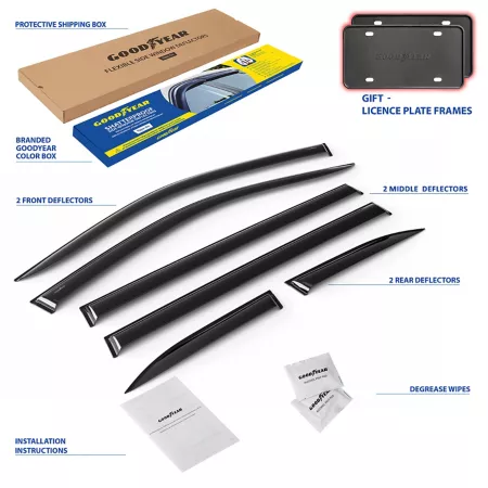 Goodyear Shatterproof Tape Window Deflectors for 14-19 Toyota Highlander Window Deflectors