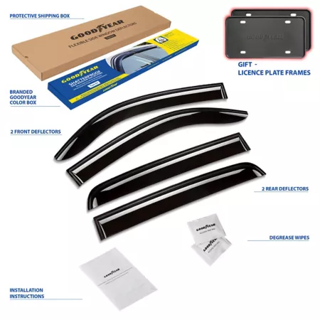 Goodyear Shatterproof Tape Window Deflectors for Toyota Tacoma 16-23 Double Cab Window Deflectors