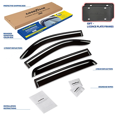 Goodyear Tape-On Window Deflectors Shatterproof for Toyota Tacoma 16-23 Double Cab