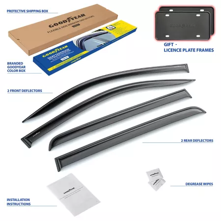 Goodyear Shatterproof Tape Window Deflectors for 07-21 Toyota Tundra CrewMax Window Deflectors