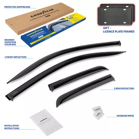 Goodyear Shatterproof Tape Window Deflectors for 07-21 Toyota Tundra Double Cab Window Deflectors