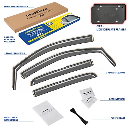 Goodyear In-Channel Window Deflectors Shatterproof for Chevy Colorado 15-22 Crew Cab, 4 pc.