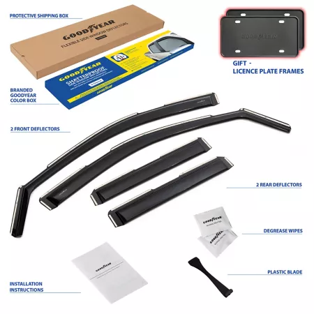 Goodyear In-Channel Shatterproof Window Deflectors for Chevy Silverado 19-23 Double Cab 4 Pieces. Window Deflectors